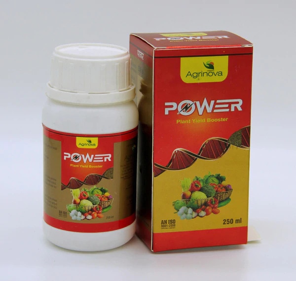 POWERComposition : L Amino Acid 6% + Vitamins 3% + Carboxylic AcidProportion : 10ml/ pumpCompatibility : Can be mixed with all type of insecticides and fungicides.Sprinkle Time : First sprinkle after 15-20 days as well as at the time of flowering.Advantage : Enhance the uptake of major secondary and micro nutrition by acting as naturalchelating agent.· Promotes enzymatic activity in plant system.· Increase the photosynthesis and enhance portion synthesis.· Improve flower and fruit setting and control there drops.· Improve size, color keeping quality of the produce.· Enhance the drought resistance in plant.Crops : Power Vegetable, Cotton, Horticulture flower, cumin seeds, fennel seeds, as wellas groundnut can be used in every crop.Packing : 25 ml, 50ml, 100ml, 250ml