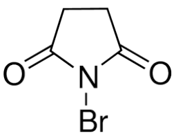 N-Bromosuccinimide is a chemical reagent used in electrophilic additions and radical substitution reactions in synthetic organic chemistry. In Wohl-Ziegler reaction, it is involved in allylic and benzylic bromination reaction. It is also used in the alfa-bromination of carbonyl derivatives.