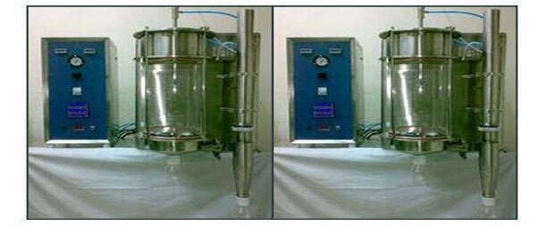 The Laboratory Spray Dryers is a totally self contained unit and is supplied ready for immediate operation. The laboratory spray dryers unit is compact and can be kept on a table top or bench. The solution or suspension is converted to powder in a single operation. The unit can be used to establish new products/processes as the quantity of sample required is small, only 50 to 100 ml. Construction:• The blower, electrical air heater, air compressor and the pump are placed in a stainless steel panel, with free and easy access • The air entering the panel is filtered through a fine cloth filter• The chamber and cyclone are of borosilicate glass with clamp fittings, designed for easy assembly and removal• The peristaltic pump is mounted on the front of the panel with easy accessibilityTechnical Information:Evaporation rate of water at inlet temperature of 250°C is approx 1500 m/ hrAir inlet temperature range: up to 250 acHeater capacity: 3 kwhSpray system: 2 fluid nozzleSpray/ hot airflow: downward co-current/ upward counter co-currentAir compressor: inbuiltPower supply: 230 V-50 Hz, 15 ampsDimensions: 700 x 600 x 450 mm (h) (w) (d)Application:They have various application areas, such as used in Plastics, Ceramics, Pharmaceutical products, Bio-chemicals, Herbal extracts, Flavours, Food Stuffs, Tanning agents, Dyestuffs and Pigments, Inorganic and organic Chemicals etc.