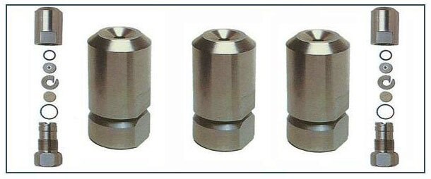 We also offer a wide range of Pressure Nozzles that generates energy for atomization which is applied solely by the feed liquid pressure. These pressure nozzles are available with single swirl chamber to minimize plugging and can also be fabricated in various specifications to suit the varied requirements of the clients.These pressure nozzles systems are provided with:• Nozzle Body• Orifice Seal• Orifice Disc• Swirl Chamber• Chamber End Plate• Body Seal• Female Adopter