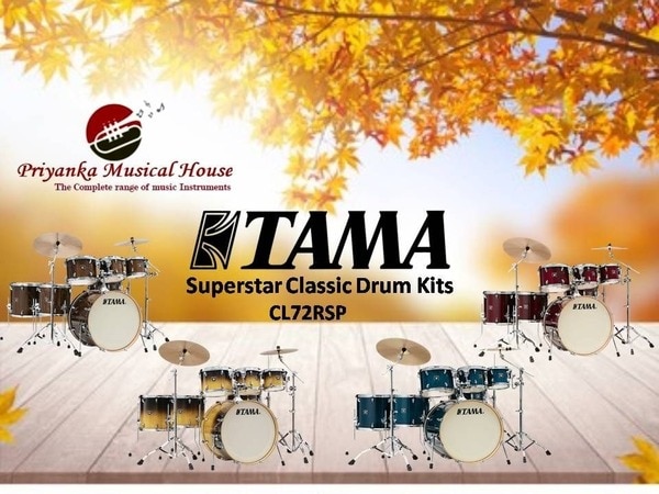 the Superstar name has stood for groundbreaking design, superior build quality, sterling tone, and clear projection. Superstar Classic once again upholds tradition by raising the bar for discerning drummers—and remarkably—does it at an extremely competitive price. Drawing on Superstar of the past, its classic TAMA T-shape badge and streamlined low-mass single lugs point to the simpler state of art of the 70's, while the ingenious Star-Mount system and new thinner gauge 100% maple shells eclipse anything in its class. Visually ravishing, the Gloss Lacebark Pine exterior ply possesses a complex wood grain pattern to give this kit an extraordinary visual appearance.CL72S (Exotic Finish and Lacquer Finish)CK72S (Unicolor Wrap Finish)Description Q'ty22