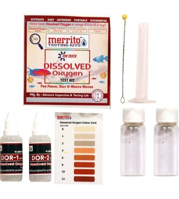 Oxygen is as important to fish life as human life. Dissolved oxygen (DO) refers to the oxygen gas that dissolves in water. Fish absorb DO directly from the water into their bloodstream through their gills.Easy to use. This kit perform approx120 tests. dissolved oxygen testing kit, testing kit of dissolved oxygen, do test kit, dissolved oxygen testing kit near me, dissolved oxygen testing kit in west Bengal, testing kit of dissolved oxygen in Kerala, dissolved oxygen test kit, dissolved oxygen kit.