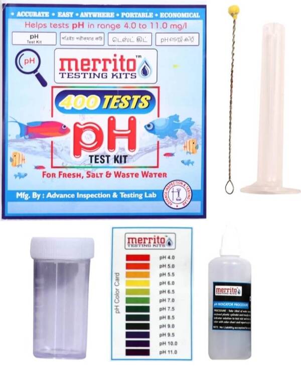 The pH plays an important role in the properties of liquid-containing water. For example, the pH of water can make certain elements in it, such as minerals and metals, more or less available to the body. Heavy metals are more toxic in low pH water, as they are more available to the body.From this kit Approx 400tests to be done, easy to use, we provide best quality of kits.pH testing kit in delhi, pH test kit, we are supplier of ph test kit, ph test kit for drinking water, ph test kit for aquarium water, pH test kit for pool water, ph test kit for swimming pool water, water test kit, aquarium test kit, testing kit for water.