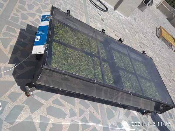 6.5ft X 3ft inclined SS 304 fabricated structure with High quality food grade Black powdercoating with 8 nos ALLUMINIUM PERFORATED. Size 16” x 32” with food grade blackcoating as shown in pic. Capacity per tray 3 to 4 kg, With 1ft height leg and castor wheelFOR EASY MOVEMENT. 2 nos of fan (4”) and solar panel (30 WATT) with proper fancontrol switch and fan regulating circuit for moisture removal, Top Cover UV filter solidPoly Carbonate Sheet Unbreakable . Proper dust proof insect proof and waterproofconstruction for hygiene drying of all types of farm produce