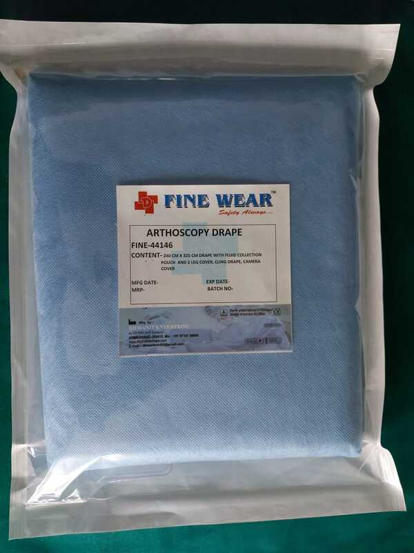 Size 240 x 350 cm with Drainage funnel, Cling drape, Plain drape, Stockinette & SMS, Leggings, Plain strip- 4 nos 