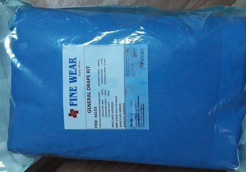 Surgeon gown- 3 nos, Hand towel- 6 nos, Cautry bag with adhesive tape- 1 nos, Plain big sheet- 3 nos, Table sheet- 4 nos.