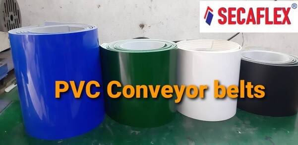 PVC Conveyor belt available in 2, 3, 4, & 5mm thickness in Green, White, Black and Blue color.