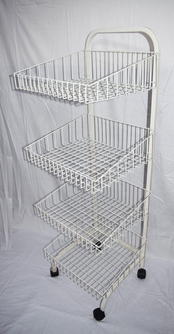 Bread Stand with 4 Levels to display Products in Retail Store. Also being used to keep Fruit and vegetables at home in Kitchen.