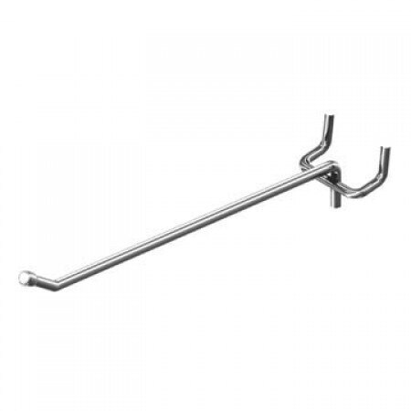Peg Hook made with stainless steel material and is being used to hang multiple items in Supermarket Store / Tool Room etc.
