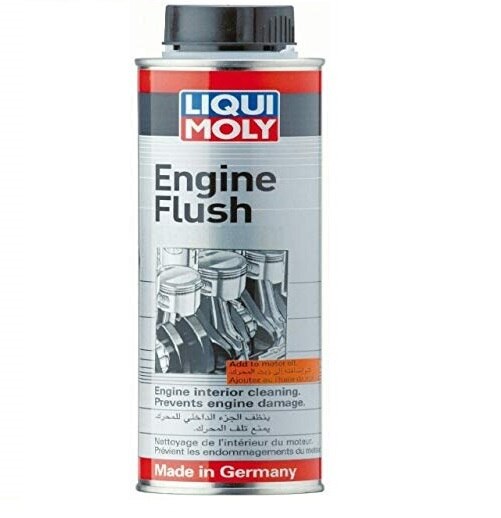 Engine Oil Flush by Liqui Moly - Flush the engine clean in minutesFormulated to offer the best service for your car engine, the engine oil flush by Liqui Moly is an easy way to get rid of sludge deposits. It takes only 10 minutes to flush out the entire lubrication system and render it absolutely oil and grease-free! Add this to crankcase before regular oil change to remove sludge and deposits and free sticky valves, lifters and piston rings.For cleaning and flushing out the oil circuits of gasoline and diesel engines. 300 ml sufficient for up to 6 l of motor oil. Can be safely used in vehicles with timing belt running in oil. Not suitable for use on motorbikes with wet clutches!Highly effective cleaning fluid for clearing the engine interior of troublesome deposits. Dissolves sludge and lacquer formers quickly and reliably. All types of oil-soluble and oil-insoluble residues are brought into suspension and removed during the next oil change. An engine which has been cleaned of deposits and contamination and which is then filled with fresh oil not contaminated with old impurities can develop its full performance characteristics. Wear in the engine is thus reduced and the service life is extended.