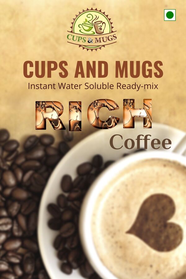 Cups and Mugs Rich Coffee is Creamy Coffee Premix made from 100 % pure instant coffee with perfect blend of Robusta and Arabica coffee beans.