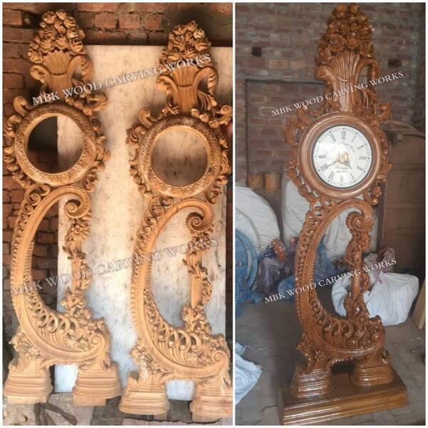teakwood hand carving stand watche big size .height 7ft, width 1.5ft, thickness 3inches solid teakwood best quality b t wood