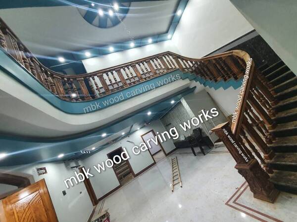 heavy type wooden carving staircase hand railing heavy size all pillars and hand railing