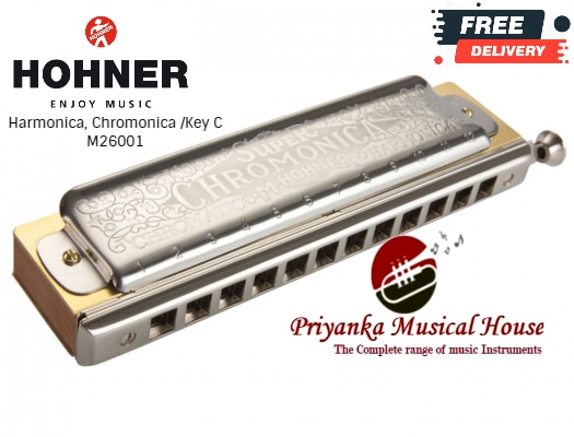 Hohner, Harmonica, Chromonica /Key C M26001Super ChromonicaThe Industry Standard.Ever feel like you're missing just the right note to get just the sound you need? The Super Chromonica is your answer. An impeccably designed slide button system makes every note, every style, and every expression available to you. Play those sophisticated, tasty jazz melodies. Change keys mid-song for high artistic impact. Lay it down like Toots Thielemans or the great Larry Adler. Any key you can think up, major, minor, blues, bebop, are available on this chromatic harp. The Super Chromonica has a wood body for a warm tone, and supports three complete octaves. Available in nine of the most popular keys, as well as a low octave C major. Features• Pearwood comb• 48 Classic chromonica reeds (full 3 octave range)• 1.05 mm brass reed plates affixed with nails• Stainless steel covers• Short slide action• Hard shell case• Available in C, D, E, F, G, A, Bb, B, C-tenor• Chromonica