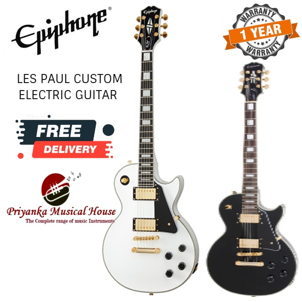 The new Les Paul Custom is part of Epiphone’s Inspired by Gibson Collection and honors the 1950s classic designed by Mr. Les Paul himself in 1954 as the “tuxedo” version of his groundbreaking solid body masterpiece. Featuring the traditional Custom bound all-mahogany body, 60s SlimTaper™ neck profile, ebony fingerboard with block inlays, gold Epiphone LockTone™ Tune-O-Matic™ bridge and Stop Bar tailpiece, a pair of critically acclaimed Epiphone ProBucker™ humbuckers, and Custom split-diamond inlay on the headstock. This Epiphone Inspired by Gibson model also has the 60s style Kalamazoo headstock, rolled neck for a comfortable feel, Graph Tech® NuBone® nut, era-appropriate wiring, and CTS® pots. ProBucker™ humbucker PickupsThe classic