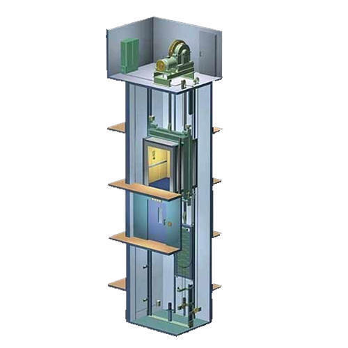 Geared Traction Elevators have a gearbox that is attached to the motor, which drives the wheel that moves the ropes. Geared traction elevators are capable of travel speeds up to 500 feet per minute. The maximum travel distance for a geared traction elevator is around 250 feet|Geared Lifts suppliers in Vadodara|