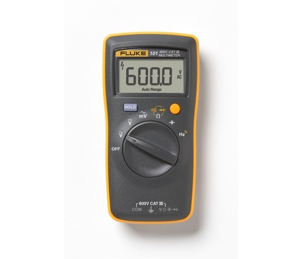 Fluke 101 Digital MultimeterDesigned for basic electrical tests, the Fluke 101 digital multimeter offers reliable measurements for residential/commercial electricians and heating and air conditioning technicians. This small, lightweight multimeter fits comfortably in your hand but is rugged enough to withstand daily use for years to come. When it comes to professional-grade affordable multimeters, the Fluke 101 digital multimeter is your best choice.Key FeaturesBasic dc accuracy 0.5%CAT III 600 V safety ratedDiode and continuity test with buzzerSmall lightweight design for one-handed useRugged, durable designAutomatic shutdownBattery is easy to replaceCount: 6000AVG responding, Capacitor: 100.0 μFVoltage: DC: 600 volts; AC: 600 volts; DC Accuracy: ± 0.5% + 3 digit; AC Accuracy: ± 1% + 3 digitResistance: 40 M ohm; Resistance Accuracy: ± 1.5% + 3 digitCapacitance: 100 μFCAT III 600 volts safety ratedAC/DC voltage, resistance, capacitance, frequency measurementDiode and continuity test with buzzerSmall light weight design - easy to carry in pocketRugged, reliable accurate readingsLong battery life with auto power OffFluke India calibration certificate1 year fluke warrantyCountry of Origin: United States  Product overview: Fluke 101 Digital Multimeter/i400E Clamp KitDesigned for basic electrical tests, the Fluke 101 digital multimeter offers reliable measurements for residential/commercial electricians and heating and air conditioning technicians. This small, lightweight multimeter fits comfortably in your hand but is rugged enough to withstand daily use for years to come. When it comes to professional-grade affordable multimeters, the Fluke 101 digital multimeter is your best choice.The Fluke i400E AC Current Clamp is an ideal tool to extend current measurement. It is designed to work with the new Fluke 101, 106 and 107 palm sized digital multimeters, as well as most Fluke multimeters or other voltage measurement tools that accepts 19.05 mm shrouded banana plugs and has mV ac measurement functionality.
