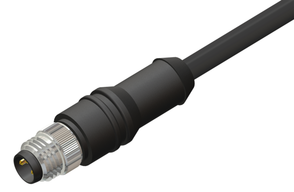 M08 Male Connector Straight 4 Pin 4 Core X 0.25 SQMM 02 meter PVC Cable