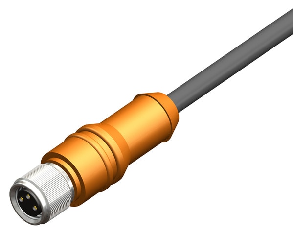 M08 A-Coded Straight 3 Pin Female with 2 LED Molded Connector