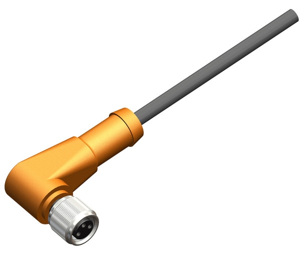 M08 Female Connector Right Angled 3 Pin 3 Core X 0.25 SQMM 02 meter PVC Cable, 2 LED PNP