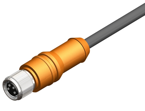 M08 A-Coded Straight 4 Pin Female with 2 LED Molded Connector