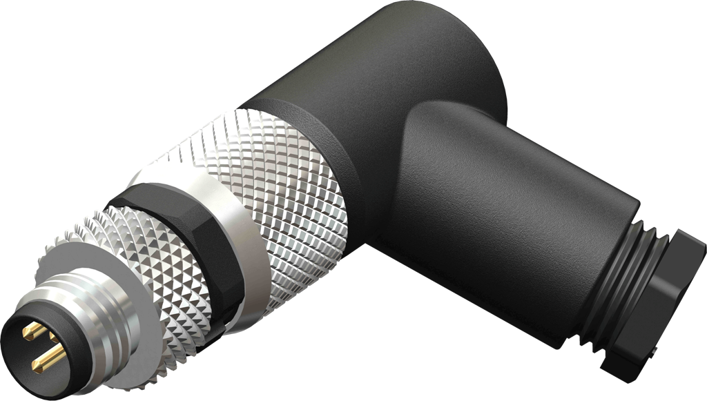 M08 3 Pin Male Right Angled Screw Type Connector with PG5 Cable Outlet