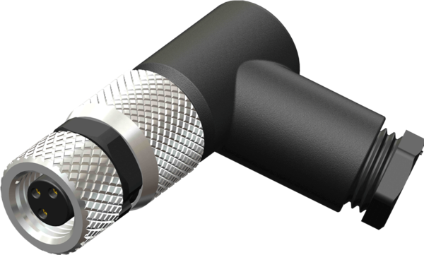 M08 3 Pin Female Right Angled Screw Type Connector with PG5 Cable Outlet