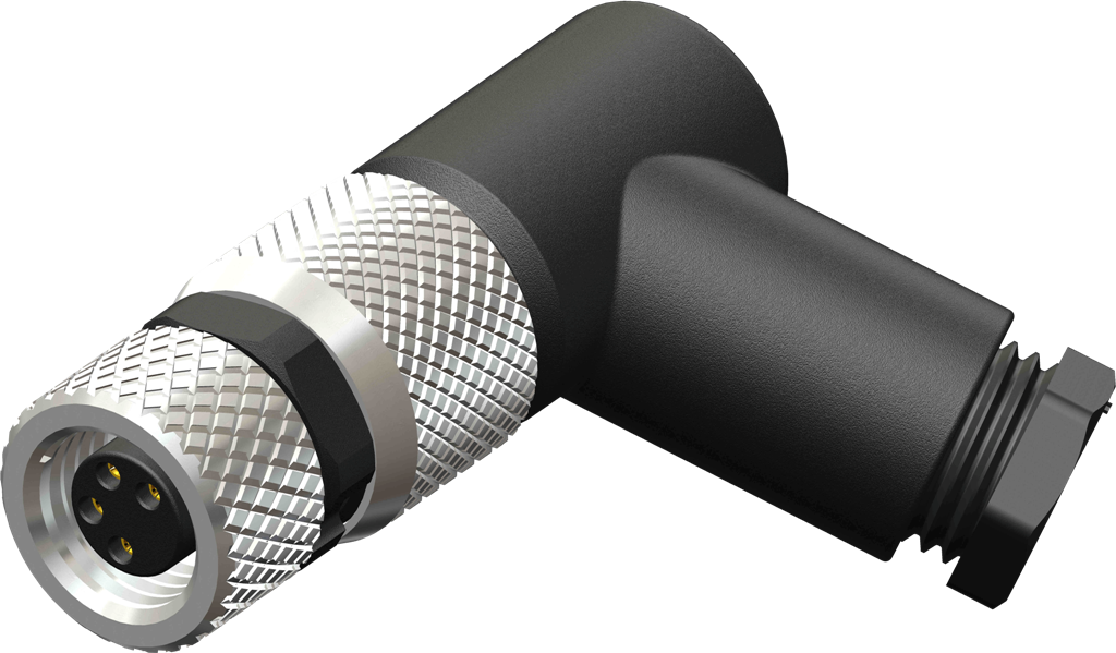 M08 4 Pin Female Right Angled Screw Type Connector with PG5 Cable Outlet