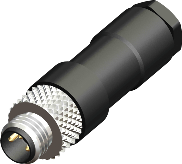 M08 3 Pin Male Straight Solder Type Connector with PG5 Cable Outlet