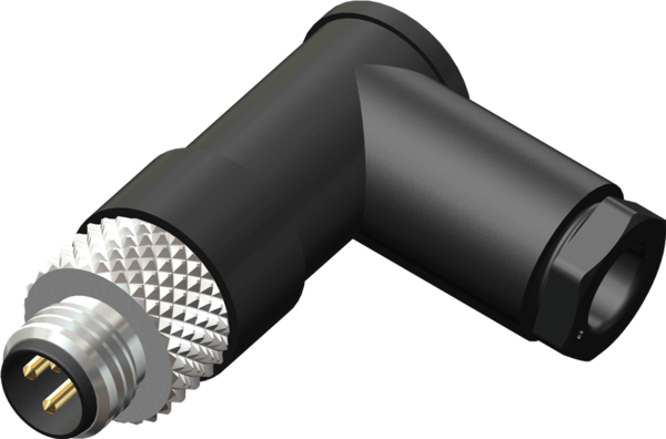 M08 3 Pin Male Right Angled Solder Type Connector with PG5 Cable Outlet