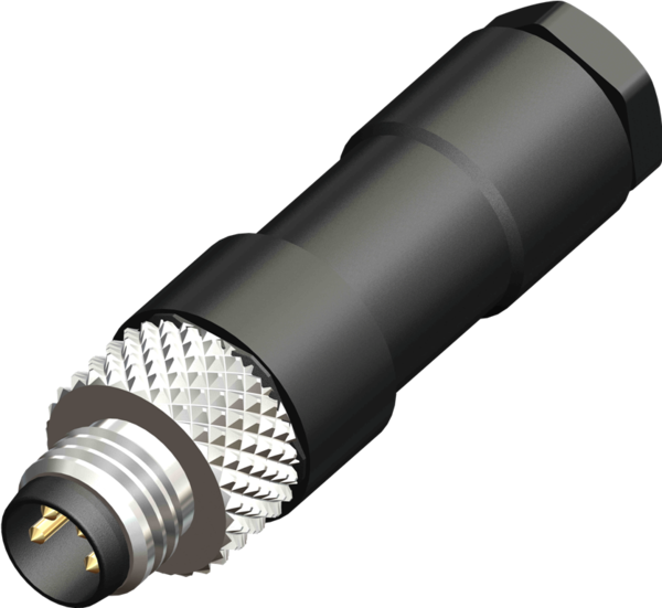 M08 4 Pin Male Straight Solder Type Connector with PG5 Cable Outlet