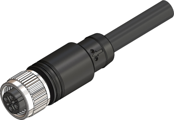 M12 Female Connector Straight 4 Pin 4 Core X 0.25 SQMM 02 meter PVC Cable