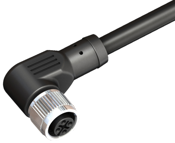 M12 Female Connector Right Angled 4 Pin 4 Core X 0.25 SQMM 02 meter PVC Cable