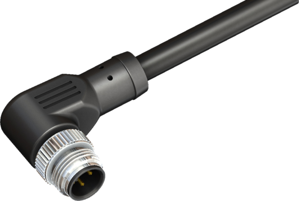 M12 Male Connector Right Angled 5 Pin 5 Core X 0.34 SQMM 02 meter PVC Cable