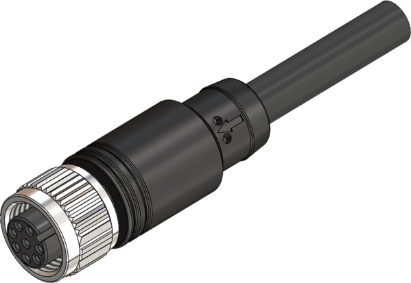 M12 Female Connector Straight 8 Pin 8 Core X 0.25 SQMM 02 meter PVC Cable