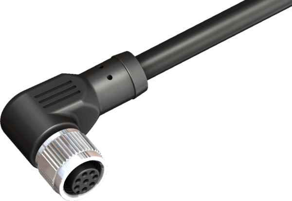 M12 Female Connector Right Angled 8 Pin 8 Core X 0.25 SQMM 02 meter PVC Cable