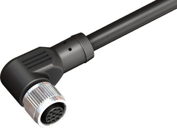 M12 Female Connector Right Angled 12 Pin 12 Core X 0.14 SQMM 02 meter PVC Cable