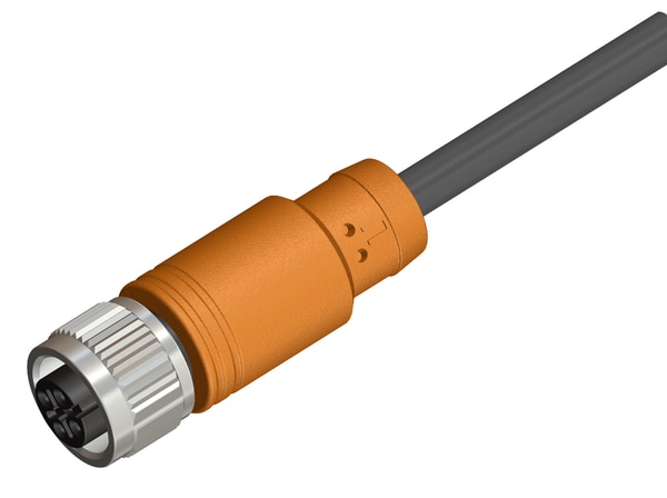 M12 Female Connector Straight 4 Pin 3 Core X 0.25 SQMM 02 meter PVC Cable, 2 LED PNP