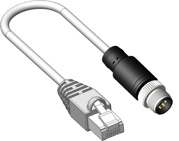 M12 Straight Male 8 Pin to Male RJ45 02 meter CAT6 Shielded PVC Cable 