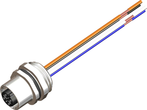 M12 5 Pin Female Front Panel Mount Connector, PG9 Thread, 300 mm Cable