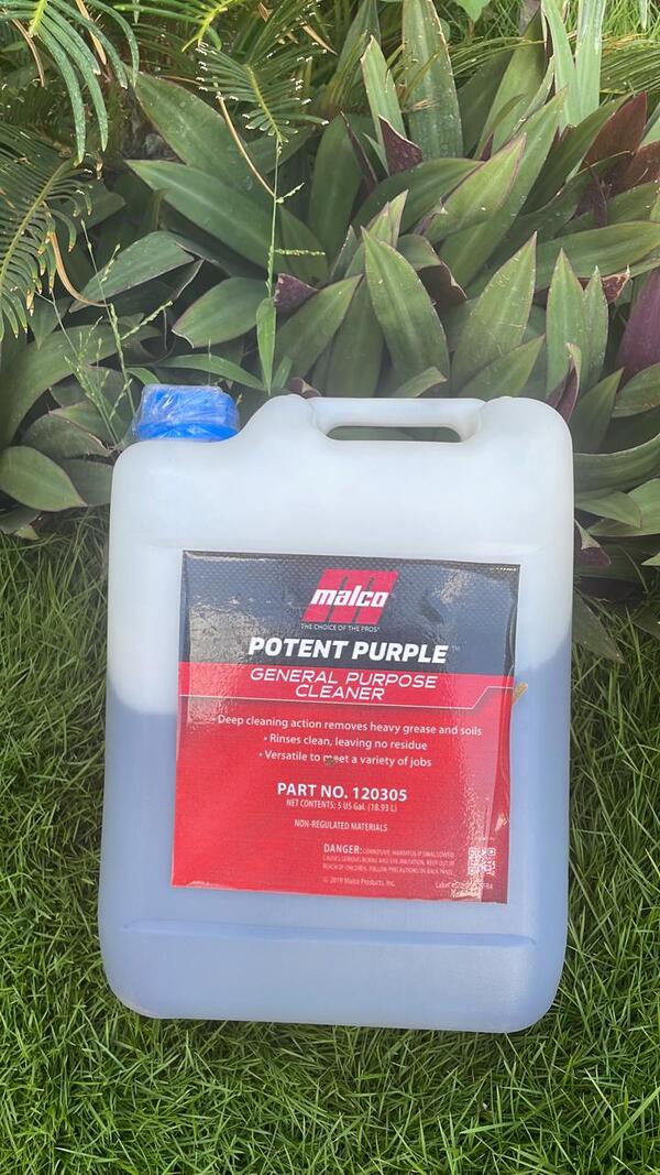 Potent Purple™ Super Duty Degreaser. Designed to meet the greatest cleaning challenges at an economical price. This versatile, caustic cleaner will cut through the heaviest accumulations of grease and oily dirt and leave surfaces clean and film-free.
