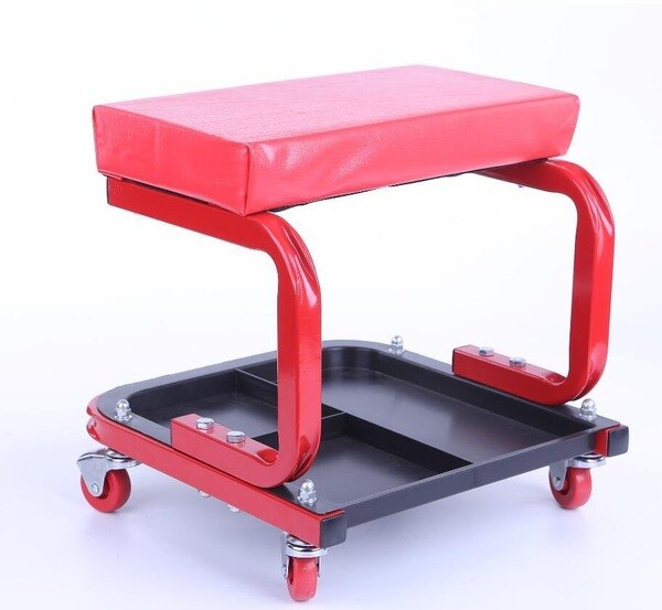 High Quality materials/Ergonomic Design: The firm seat is placed on a stiff steel frame that and won’t feel lose and unstable when you sit down and rotate the. Durable and functional design that will last for a long time.Storage/Bottle Holders: Equipped with bottle holders and storage trays for car care chemicals, tools and accessories. Conveniently store your detailing tools needed under your seat to save you time.