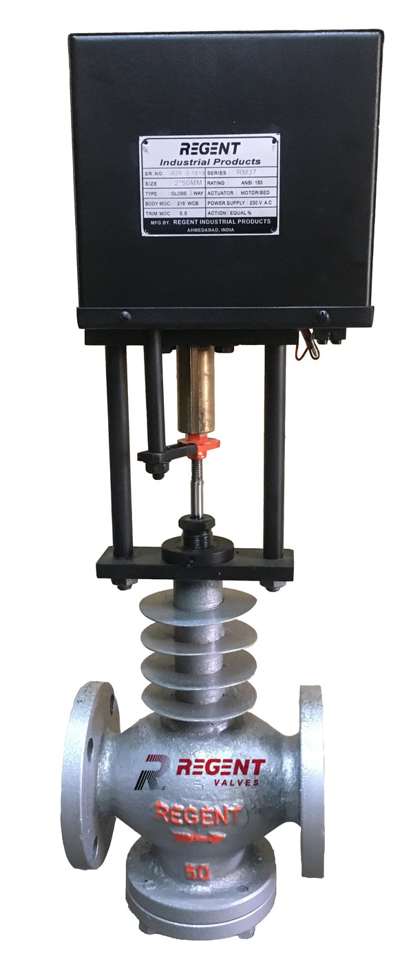 GLOBE TYPE MOTORISED CONTROL VALVE TYPE: 2 WAY / 3 WAYVALVE TYPE: GLOBE VALVEACTUATOR: LINEAR MOTORISED ACTUATORPOWER SUPPLY: 230 V AC / 110 V AC / 24 V DCOPERATION: ON-OFF / MODULATINGAPPLICATION: THERMIC FLUID / HOT OIL / STEAM / CHEMICAL / GAS