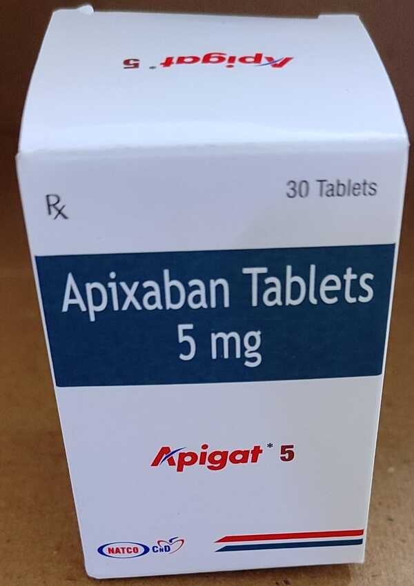 Apigat 5 Tablet is a medicine known as an anticoagulant or blood thinner. It helps prevent and treat blood clots. It prevents and treats clot formation in the veins of your legs, lungs, brain, and heart. It is used to reduce the risk of stroke and heart attack.