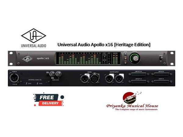 The flagship Apollo x16 Heritage Edition has all the benefits of the acclaimed Apollo x16, including world-beating A/D and D/A conversion, HEXA Core UAD plug-in processing, and full LUNA Recording System integration. And it goes a step further, with a software suite of 10 award-winning UAD plug-in titles, featuring Collections from Helios,® Fairchild,® Teletronix,® Pultec,® and UA.● Produce with a special edition of UA's elite-class Apollo x16 interface, including a premium suite of award-winning UAD plug-ins worth over $2,400● Record with elite-class A/D and D/A conversion nearing the widest dynamic range and lowest signal to noise available — at any price● Track and mix with powerful HEXA Core processing, featuring 6 UAD DSP chips for running more award-winning UAD Powered Plug-Ins in real time● Easily connect to consoles and studio gear with switchable +24 / +20 dBu headroom settings● Produce with LUNA Recording System — a fully-integrated recording application made for Apollo (Mac/Thunderbolt)● Run UAD Powered Plug-Ins via VST, AU, and AAX 64 in all major DAWs● Work in surround formats up to 7.1, complete with speaker calibration and fold-downA Special Edition featuring Iconic UAD Analog Collections OnboardA hallmark feature of Apollo is its Realtime UAD Processing, letting you run the full library of UAD plug-ins at near-zero latency. Taking you a step further, Apollo x16 Heritage Edition gives you 10 premium plug-in titles worth over $2,400 — including the full suite of UA's Teletronix, 1176, and Fairchild compressors, Helios Type 69, V76, and UA 610 mic preamps, all Pultec EQs, Oxide Tape Recorder, and Pure Plate Reverb.These premium Heritage Edition titles are in addition to the Apollo x16's included