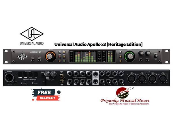 Apollo x8 Heritage Edition has all the benefits of the acclaimed Apollo x8, including world-beating A/D and D/A conversion, HEXA Core UAD plug-in processing, Unison-enabled mic preamps, and full LUNA Recording System integration. And it goes a step further, with a software suite of 10 award-winning UAD plug-in titles, featuring Collections from Helios,® Fairchild,® Teletronix,® Pultec,® and UA.● Produce with a special edition of UA's elite-class Apollo x8 interface, including a premium suite of award-winning UAD plug-ins worth over $2,400● Record with elite-class A/D and D/A conversion nearing the widest dynamic range and lowest signal to noise available — at any price● Track and mix with powerful HEXA Core processing, featuring 6 UAD DSP chips for running more award-winning UAD Powered Plug-Ins in real time● Record with near-zero latency through preamp emulations from Neve,® API,® SSL,® Helios,® Manley,® Avalon,® and more using Unison™ technology*● Produce with LUNA Recording System — a fully-integrated recording application made for Apollo (Mac only)● Run UAD Powered Plug-Ins via VST, AU, and AAX 64 in all major DAWs● Easily connect to consoles and studio gear with switchable +24 / +20 dBu headroom settings● Work in surround formats up to 7.1, complete with speaker calibration and fold-down● Use integrated Talkback mic and built-in cues for easy communication and slating takesA Special Edition featuring Iconic UAD Analog Collections OnboardA hallmark feature of Apollo is its Realtime UAD Processing, letting you run the full library of UAD plug-ins at near-zero latency. Taking you a step further, Apollo x8 Heritage Edition gives you 10 premium plug-in titles worth over $2,400 — including the full suite of UA's Teletronix, 1176, and Fairchild compressors, Helios Type 69, V76, and UA 610 Unison mic preamps, all Pultec EQs, Oxide Tape Recorder, and Pure Plate Reverb.These premium Heritage Edition titles are in addition to the Apollo x8's included
