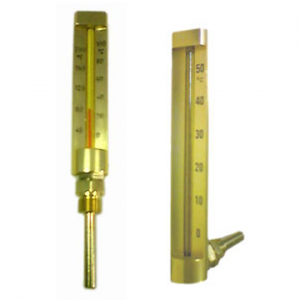 Also know as Sika TYPE thermometers , made of Aluminum body, Brass/SS Stem with liquid in glass thermometers. Available in ranges from -50 to max 600 deg C.Specifications :-Straight or 90 deg TypeUpper Aluminium Anodized Body 4â€Â, 6 or 8â€ÂAlcohol (Red or Blue) or Mercury FilledBrass or SS StemStem Length as requiredStem Length: 63mm, 100mm, 125mm or custom lengthStem Diameter: 3/8
