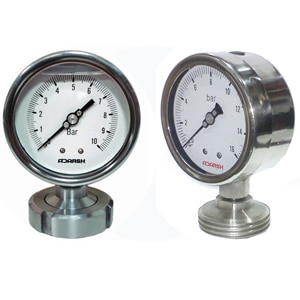 Applications :-These Gauges have End Connection with SMS or DIN or RTJ or IDF . These gauges are used in Food / Dairy / Pharma / Beverage Industries.Features :-4 Dial Sizes 100mm (4
