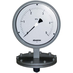 Schaffer Gauges have a Diaphragm whos displacement is transferred via a link to the movement. They are suitable for low pressure measurement from 0 -400mmwc to 6000mmwc and high side from 0-1 kg/cm2 to 0-25 kg/cm2. Schaffer Gauges are suitable for Pharmaceutical, Chemical, Petrochemical, Oil & Gas, Refinery, Paper & Pulp, Sugar, Breweries, Food & Beverages, Cement Industries, etcFeatures :-4 Dial Sizes 100mm (4