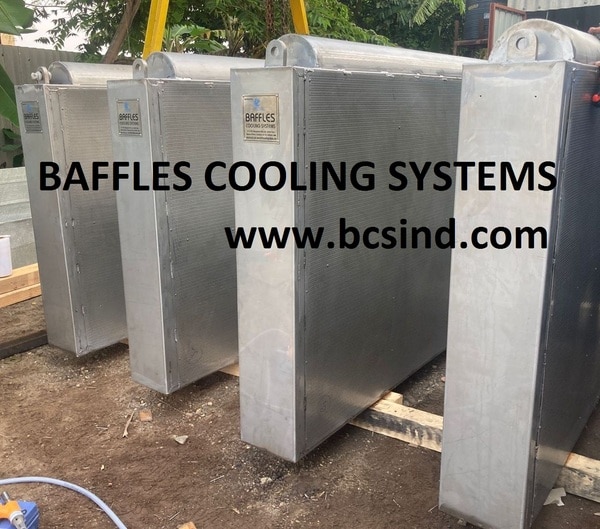 Splitter or baffle silencers are commonly used for in Heating, Ventilation and Air conditioning systems and as inlet or outlet silencer on gas turbines. Baffles are also used to reduce noise from cooling fan inlet for large IC- engine. In dissipative type fan silencer baffles can be seen as periodic arrangement of parallel rectangular absorbers, which can be placed in rectangular duct. Baffles Cooling Systems is one the leading manufacturers in industrial silencer, cooling towers, heat exchangres, pressure vessel and storage tank for all industrial application using high grade material and fallow all industrial standards and codes.Each splitter normally consists of a bulk-reacting fibrous type material separated from the airway by a thin perforated metal sheet. Each perforated sheet is joined to a metallic fairing at either end of the baffle to channel airflow between each baffle and to lower the pressure drop across the silencer. Baffles Cooling Systems, we offer our product with better price with best quality and we made customized product only.